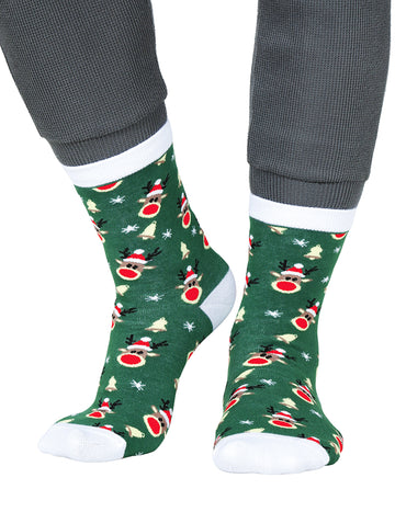 Zelené vianočné pančuchy pre dospelých so vzorom sobov
