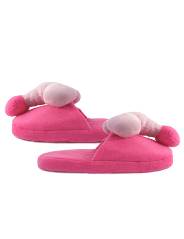 Chaussons humoristiques zizi pour adulte rose