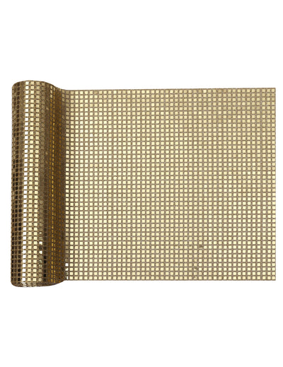 Chemin de table boule à facettes or 27 cm x 2,5 m