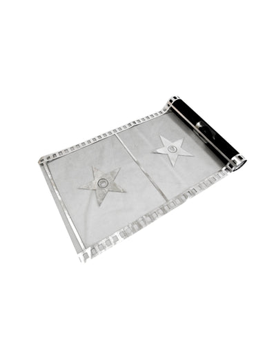 Chemin de table organza cinéma pour fête noir à motifs pellicule et étoiles