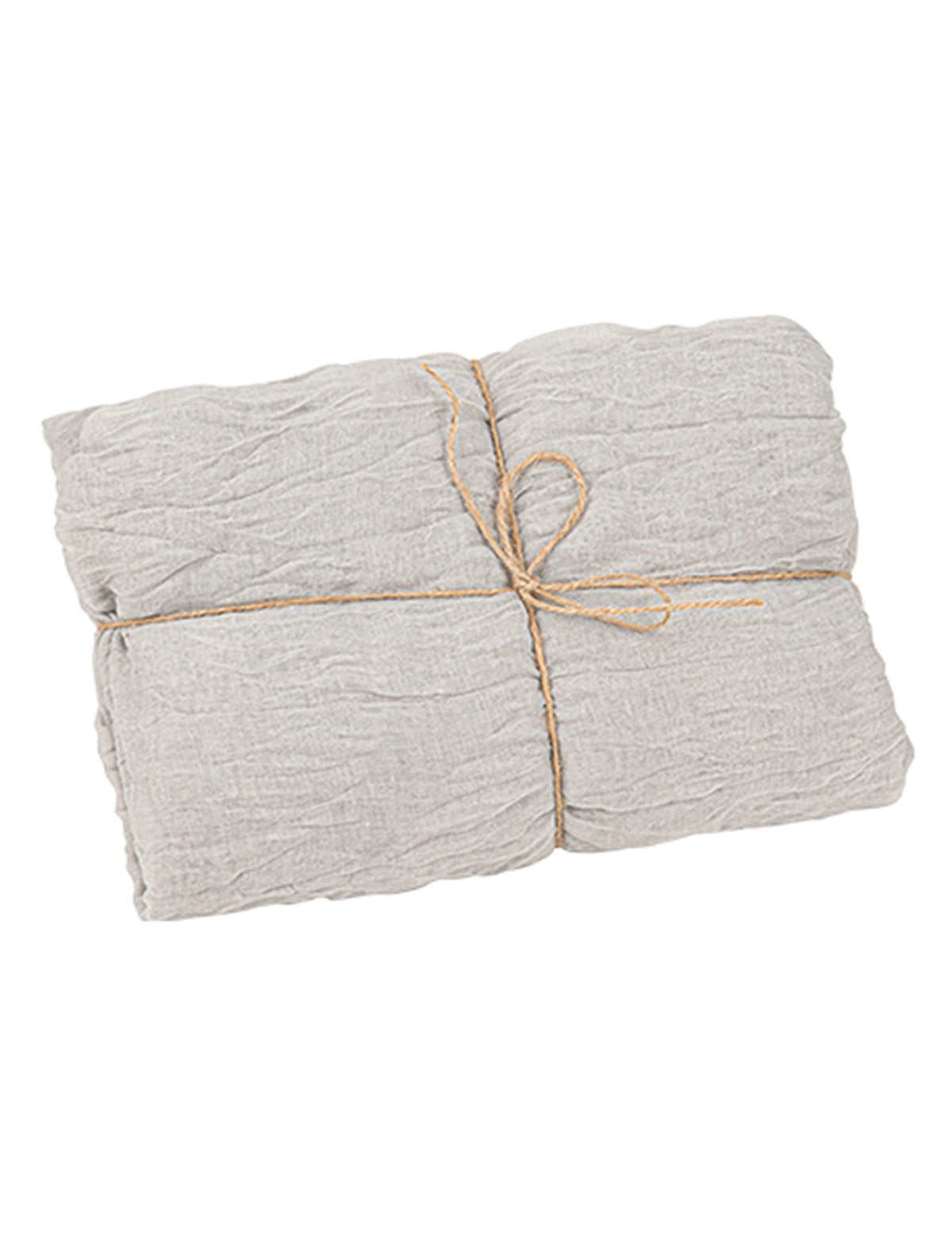 Vue du produit plié avec ficelle du chemin de table cheesecloth pour décoration de table vert de gris en gaze de coton