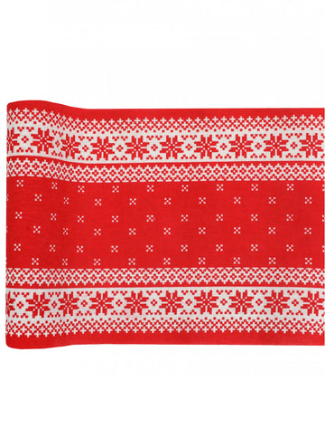 Bavlnený prestieradlo na stôl pri krbe 3m x 28 cm červená a biela
