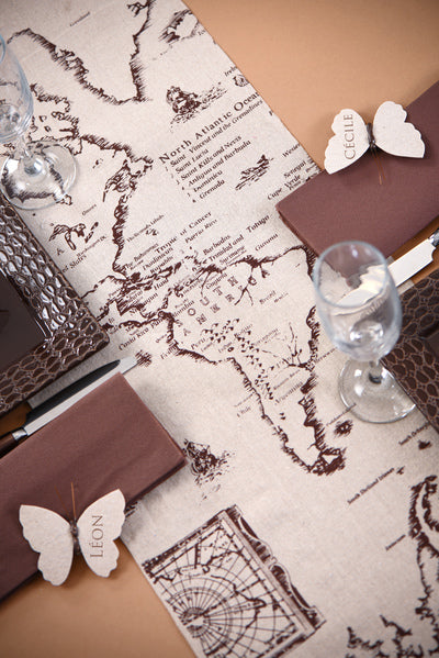 Bavlnený obrus na stôl s dizajnom cestovnej mapy, 28 cm x 3 m svetová téma