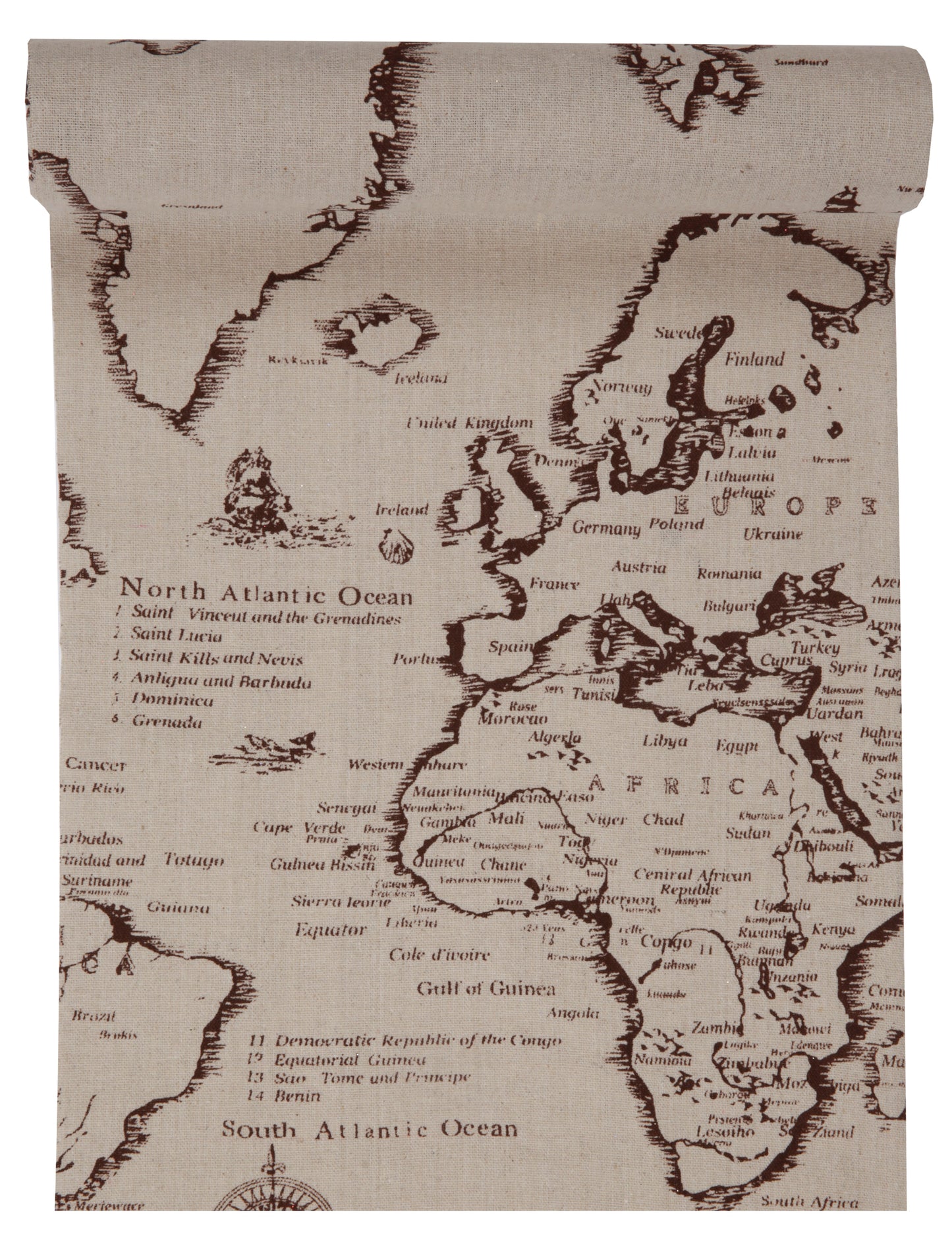 Bavlnený obrus na stôl s dizajnom cestovnej mapy, 28 cm x 3 m svetová téma