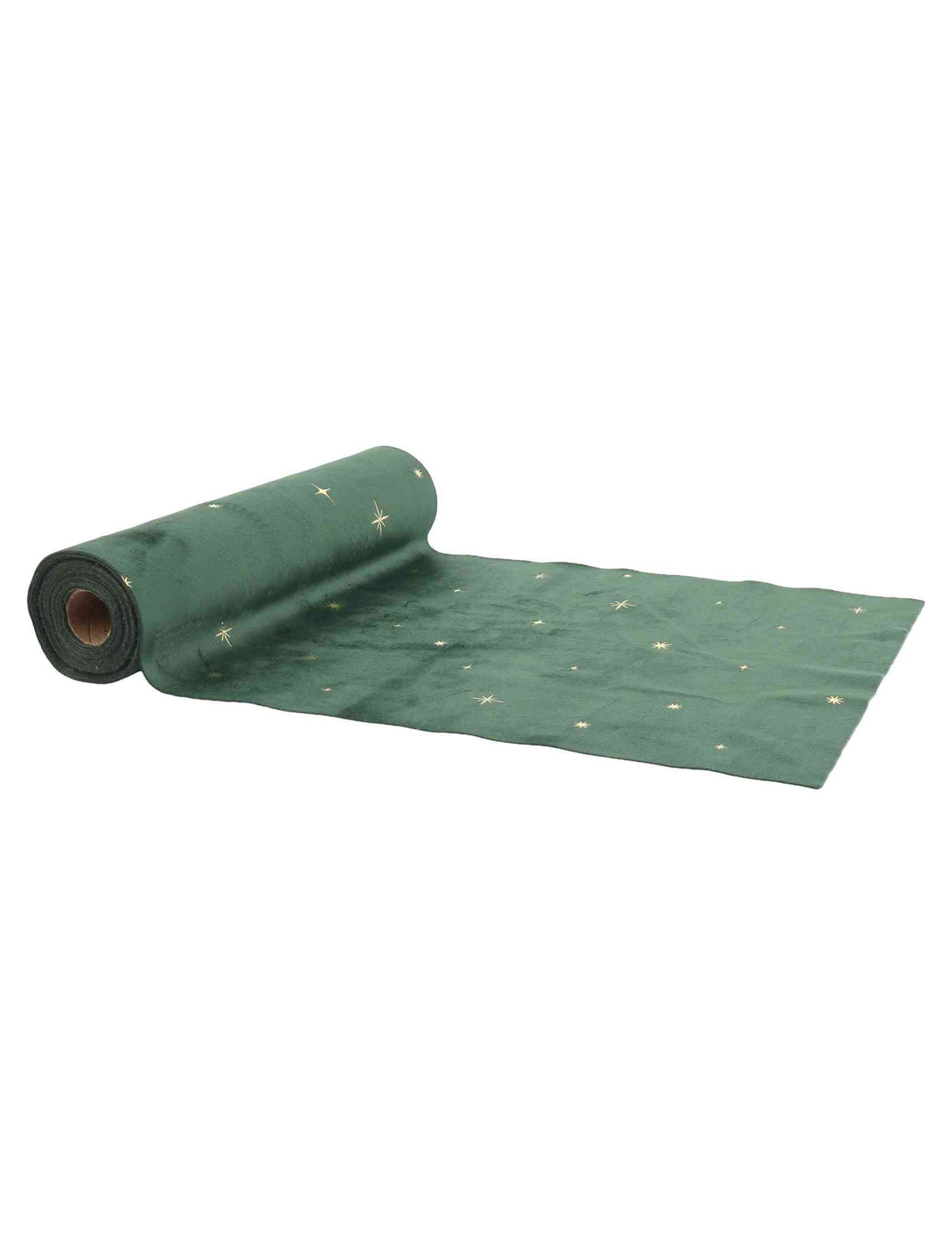 Chemin de table étoiles velours vert anglais et or 28 cm x 3 m