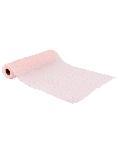 Trblietavý ružový zvlnený behúň so striebornými kamienkami 28 cm x 3 m reliéfny efekt