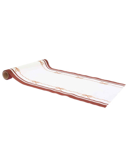 Behúň na stôl Krásne uzly z látky krémovej auburn a pálenej zeme 28 cm x 3 m