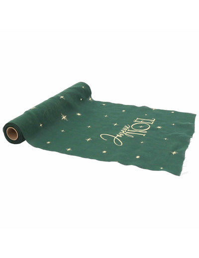 Behúň na stôl Veselé Vianoce nadčasový anglická zelená a zlatá 28 cm x 3 m