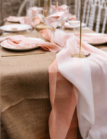 Ružový mušelínový obrus na stôl 14 cm 5m x svadobná dekorácia