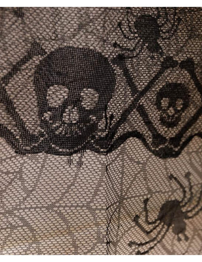 Stolový behúň s lebkami z čiernej čipky 28 cm x 3 m