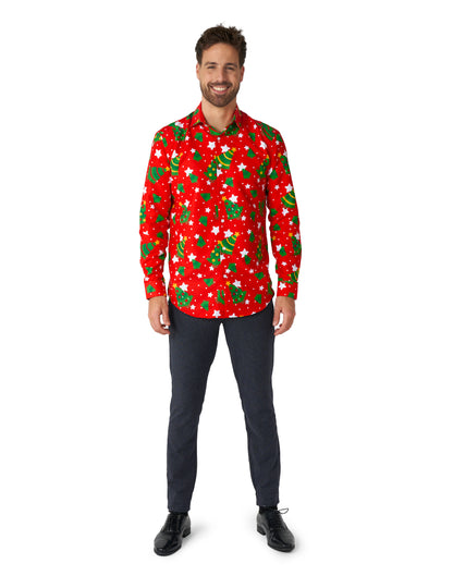 Červená vianočná košeľa s motívmi Suitmeister™ pre dospelých 