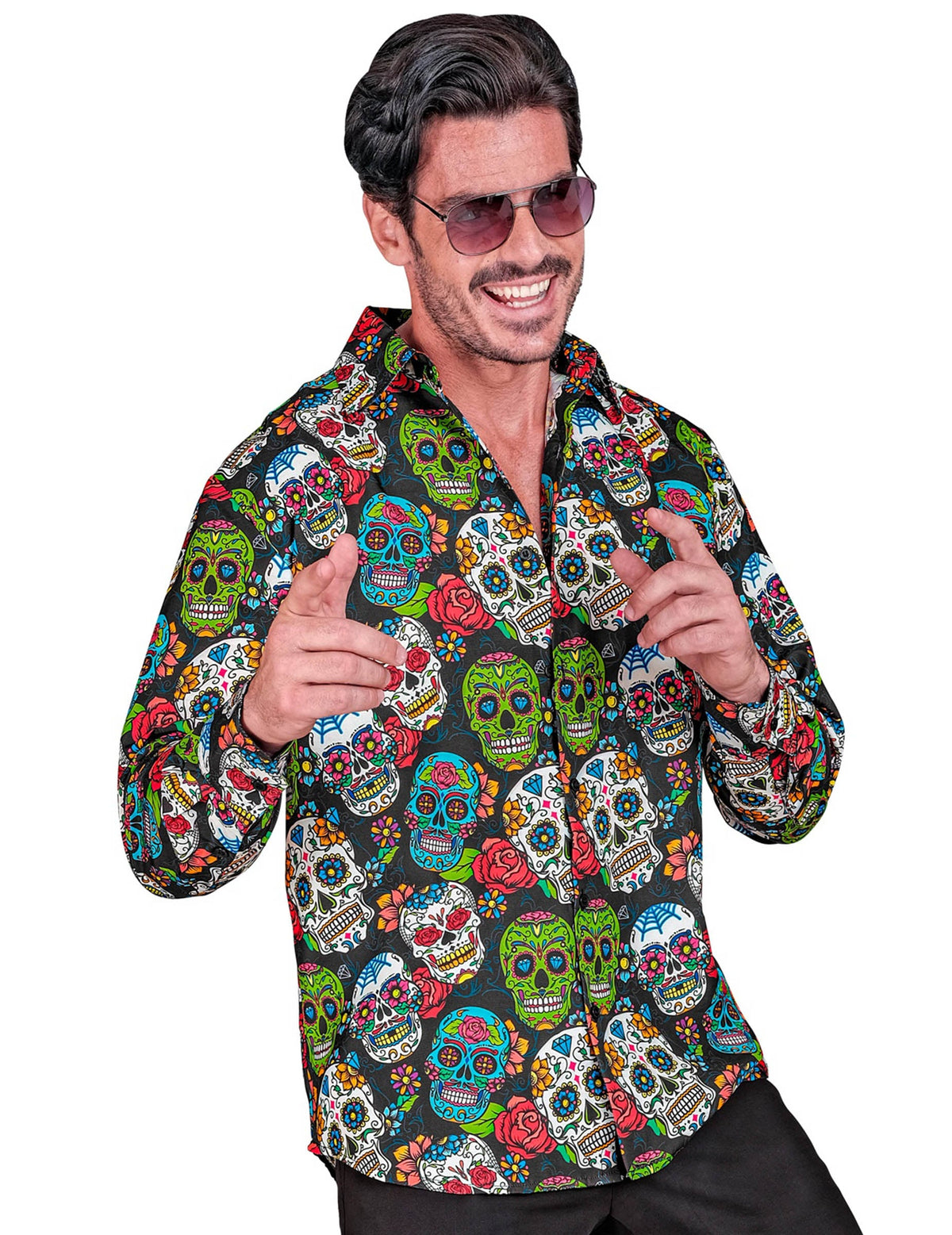 Vue de face de la chemise Dia de los muertos