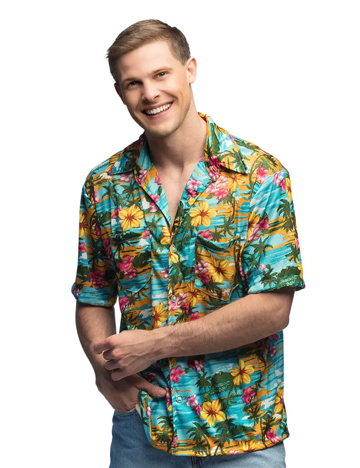 Predný pohľad na havajskú košeľu paradise pre dospelý