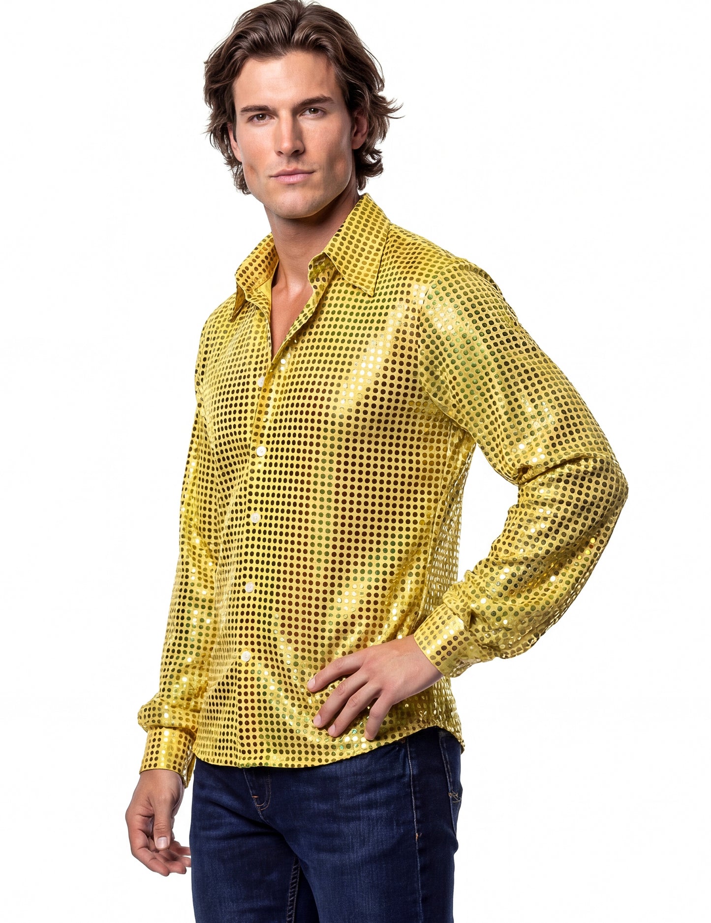 Luxusná žltá disco košeľa