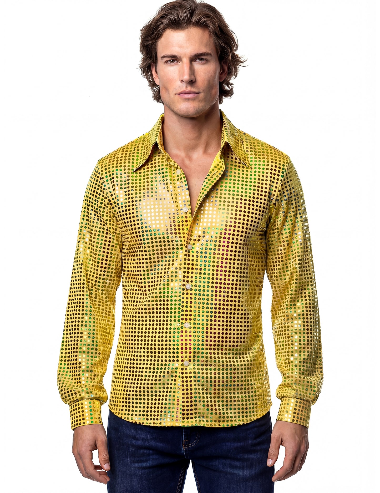 Luxusná žltá disco košeľa