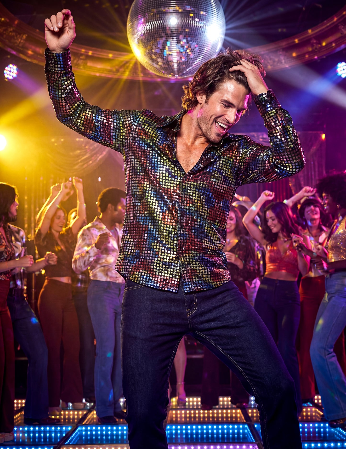 Luxusná viacfarebná disco košeľa