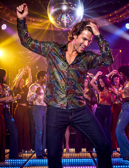 Luxusná viacfarebná disco košeľa