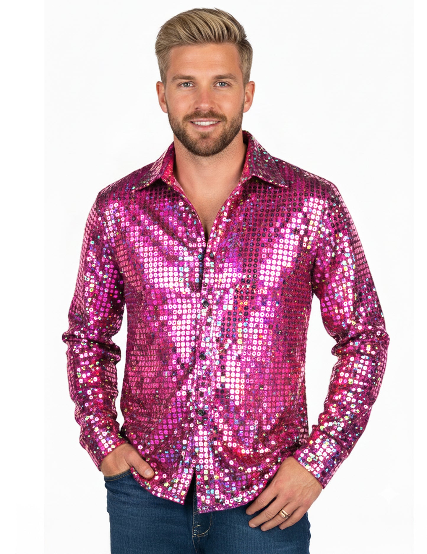 Luxusná ružová disco košeľa