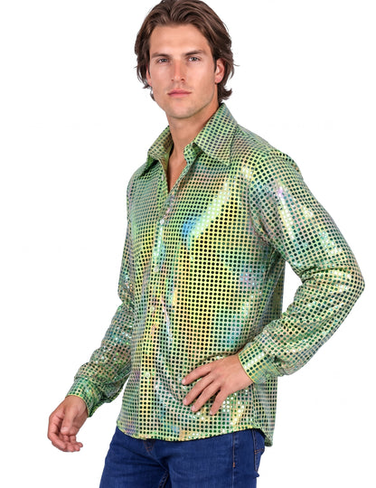 Pánska disco košeľa zelená, prémiová kvalita 