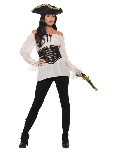 Chemise pirate pour femme ivoire luxe