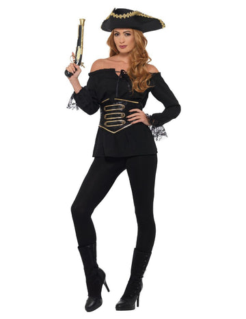 Luxusná čierna pirátska košeľa