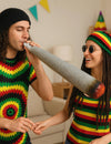 Cigarette géante gonflable Rasta pour adulte grise avec bout incandescent