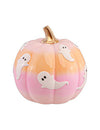 Dekoratívna tekvica Summerween z živice s prechodovými farbami s duchmi 14,5 x 14,5 x 14,8 cm