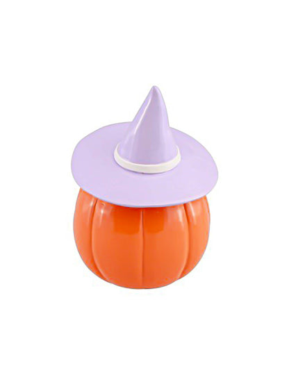 Dekoratívna tekvica Summerween z oranžovej živice s fialkovým klobúkom 12,5 x 12,3 x 17 cm