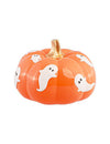 Dekoratívna tekvica Summerween z oranžovej živice s duchmi 15,5 x 15,5 x 11 cm