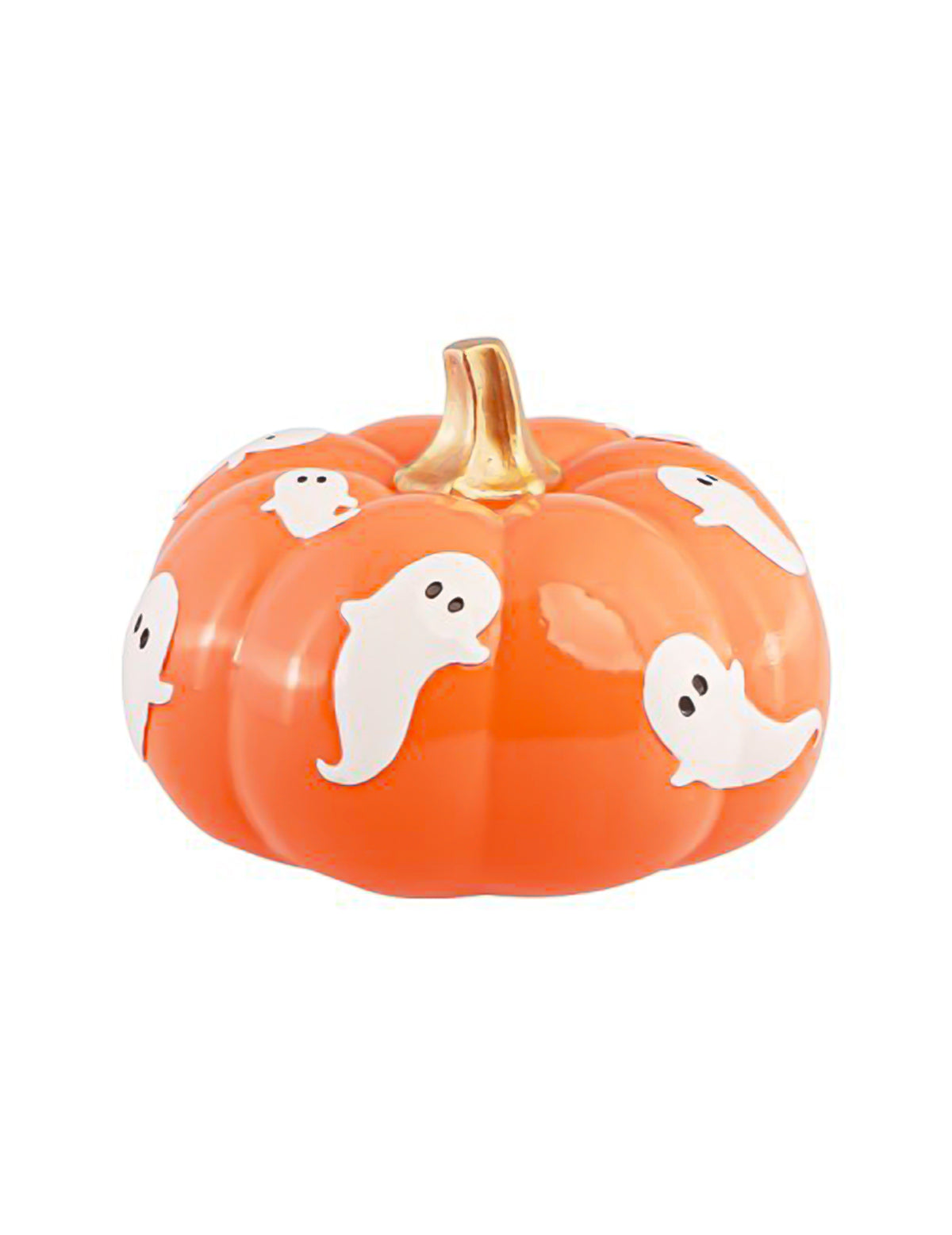 Dekoratívna tekvica Summerween z oranžovej živice s duchmi 15,5 x 15,5 x 11 cm