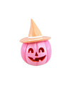 Dekoratívna tekvica Summerween z ružovej živice s pastelovo oranžovým klobúkom 12,5 x 12,3 x 17 cm