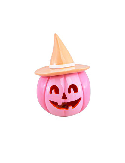 Dekoratívna tekvica Summerween z ružovej živice s pastelovo oranžovým klobúkom 12,5 x 12,3 x 17 cm
