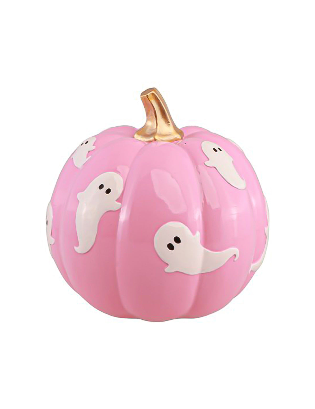 Dekoratívna tekvica Summerween z ružovej živice s duchmi 14,5 x 14,5 x 14,8 cm