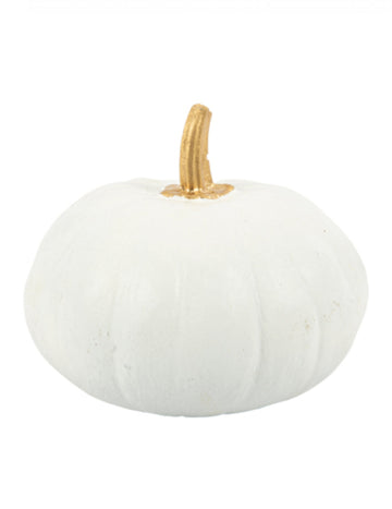 Biela a zlatá plastová tekvica 15 cm 