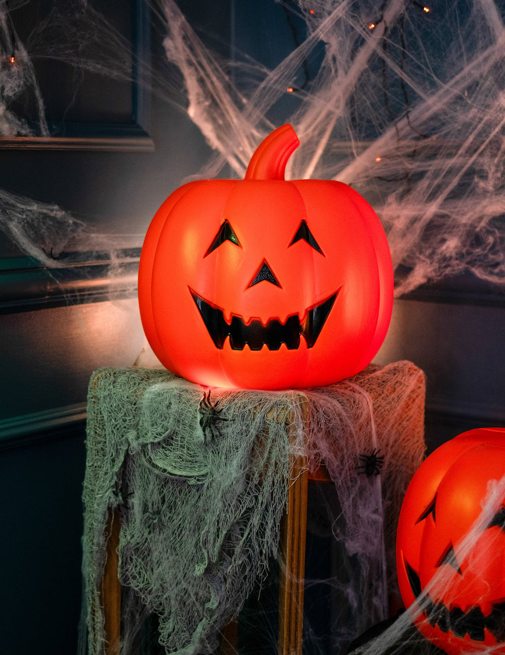 Citrouille lumineuse Halloween pour décoration orange en plastique