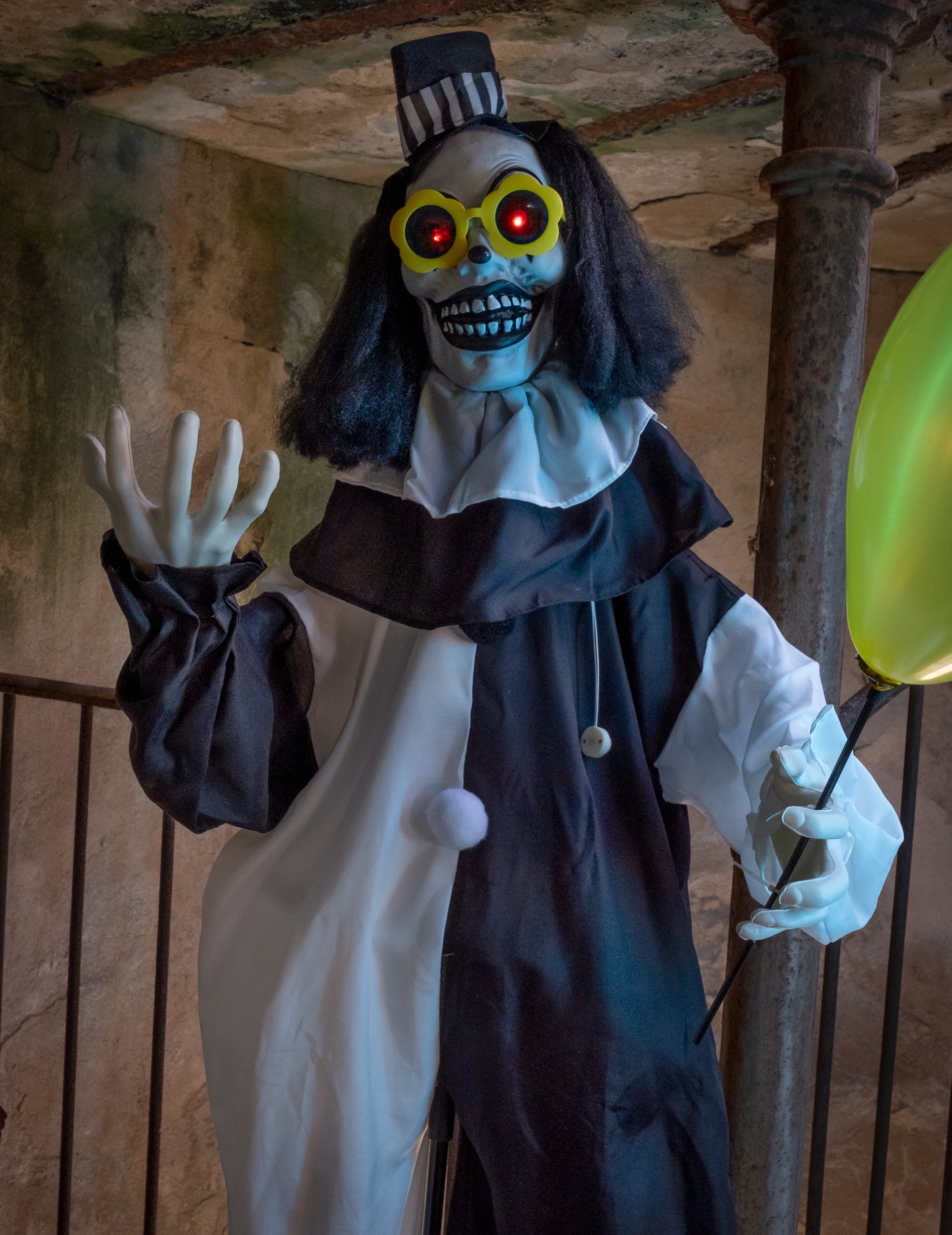 Animovaný strašidelný klaun 173 cm