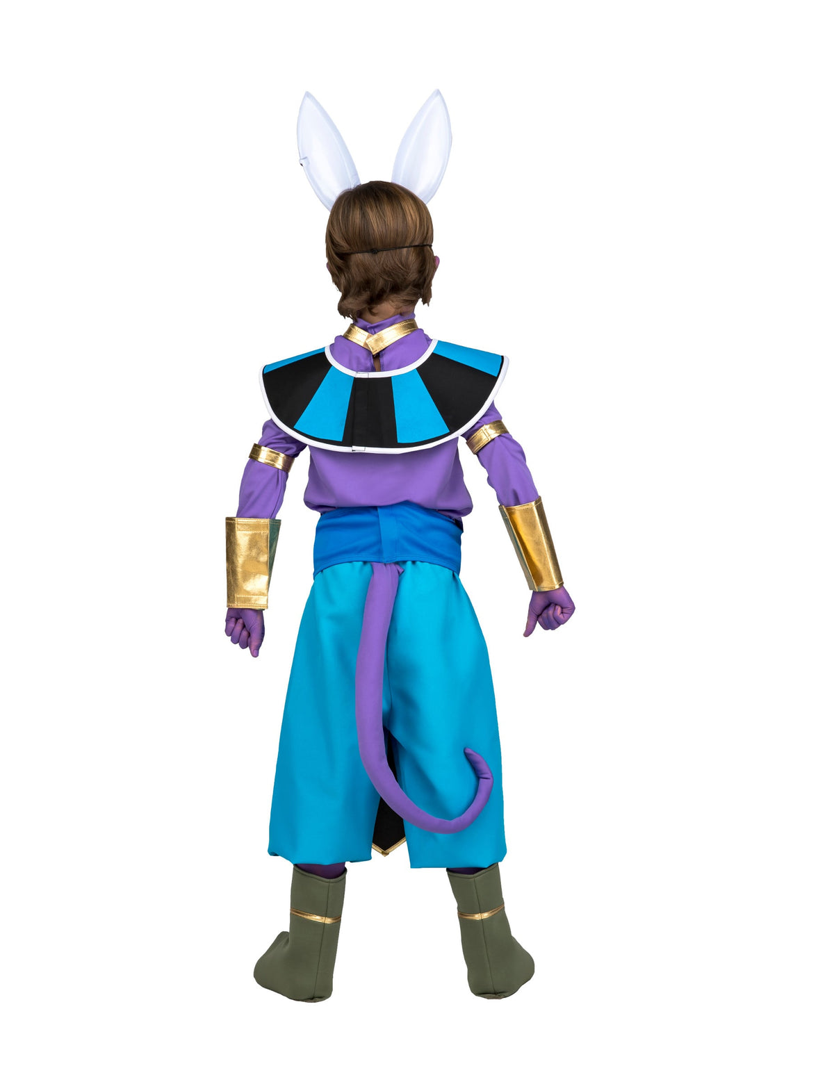 Vue de dos du déguisement avec masque Beerus Dragon Ball