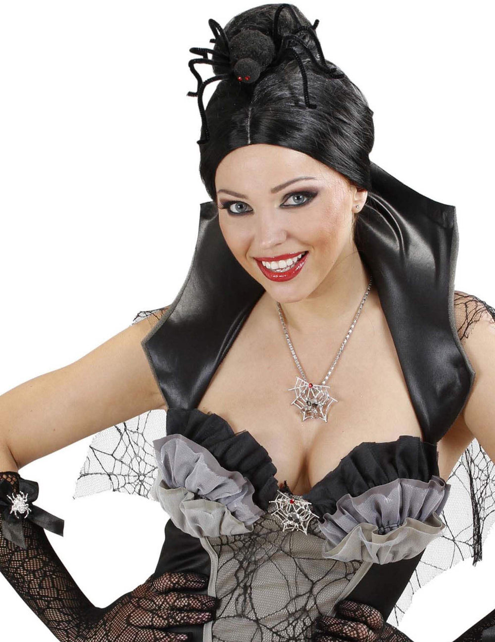 Pavúčia čelenka halloween pre dospelý čierna s chlpatými nohami