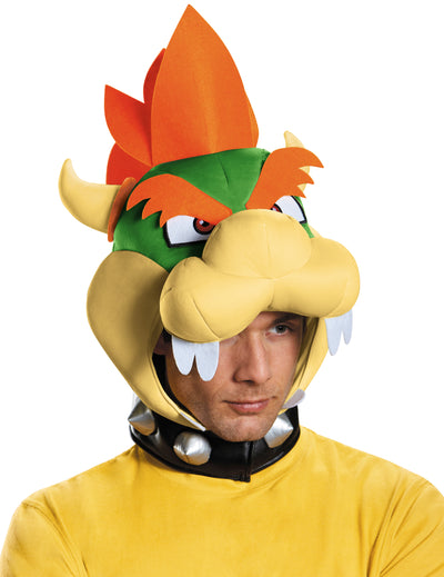 Coiffe Bowser Nintendo pour adulte jaune et verte avec collier à pointes