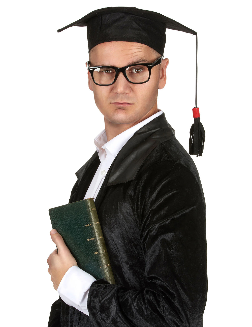 Coiffe d'étudiant pour adulte noire avec pompon