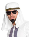 Coiffe émir arabe pour adulte blanc avec bandeau doré et noir