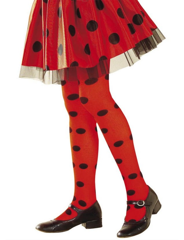 Červené pančuchy s čiernymi bodkami pre dievčatá