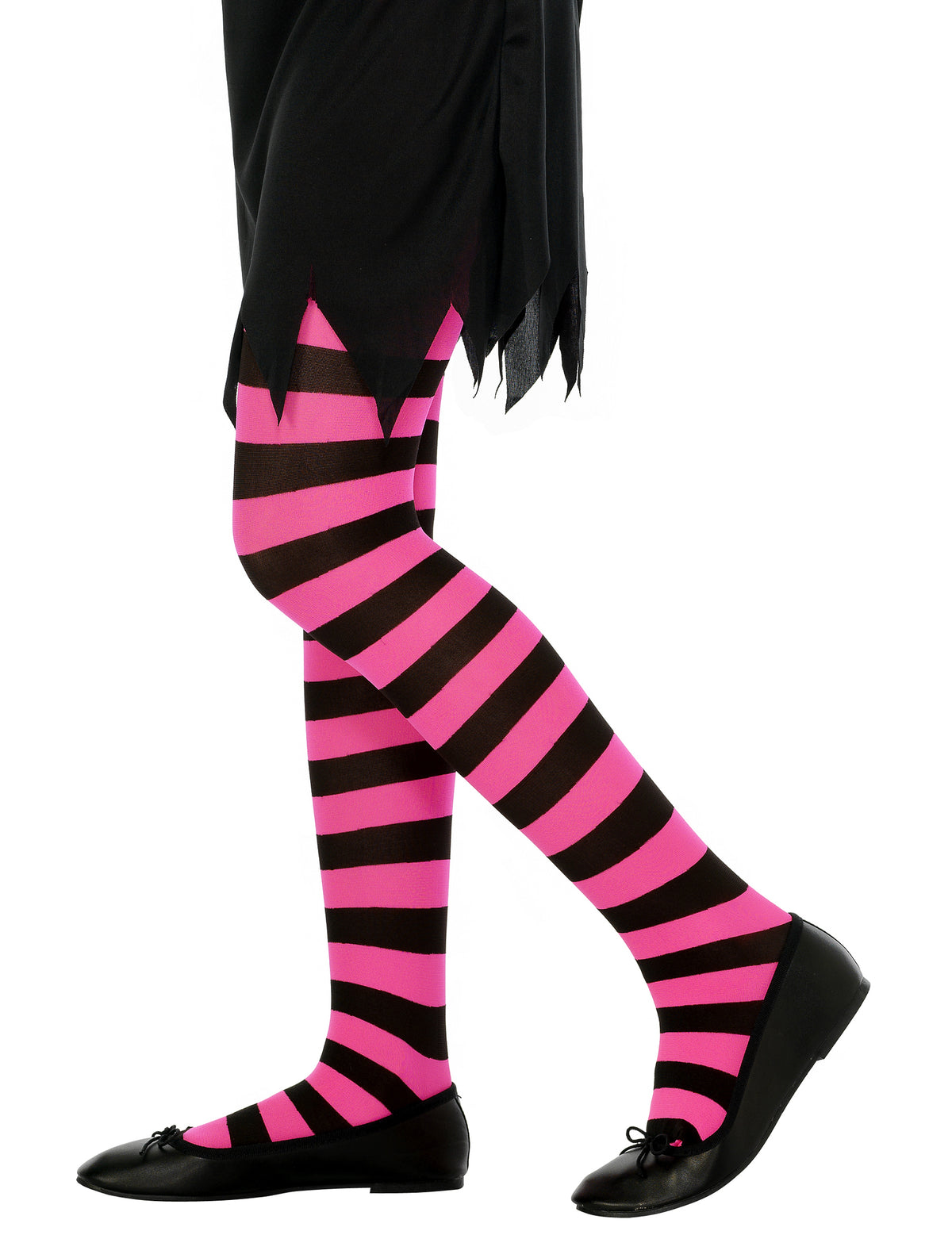 Collants rayés pour enfant roses et noirs