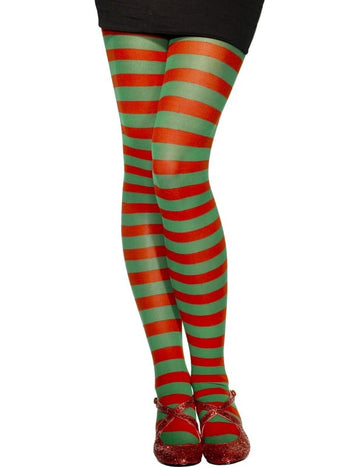 Pruhované pančuchy pre ženy červené a zelené