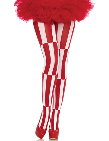 Collants spandex illusion d'optique rouge femme