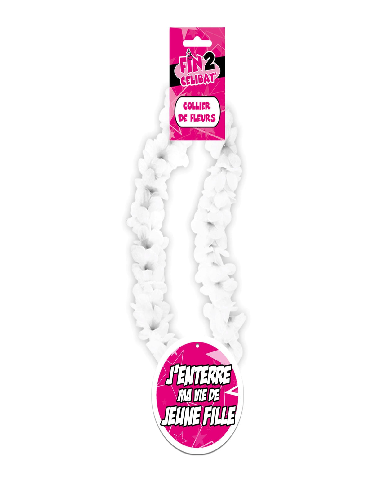 Collier de fleurs EVJF pour femme blanc avec médaillon rose