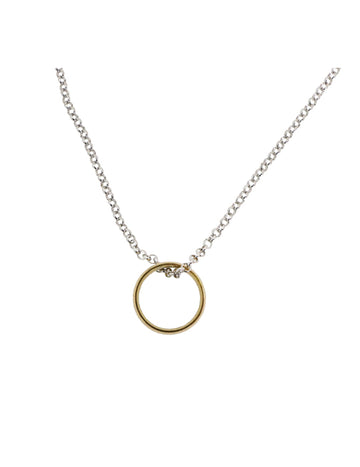 Collier anneau doré pour adulte avec chaîne argentée