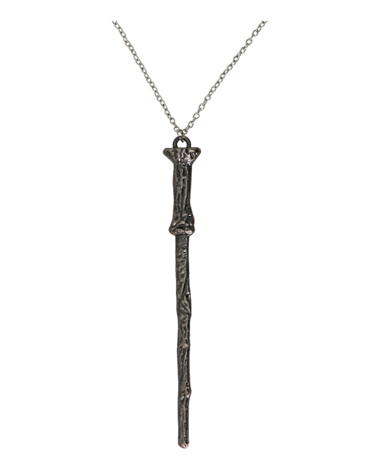 Collier baguette de sorcier pour adulte argenté vieilli