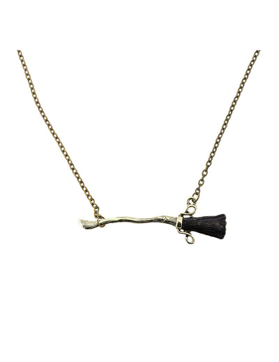 Collier balai de sorcier pour adulte doré et marron