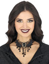 Collier en dentelle avec pierres noires pour femme noir